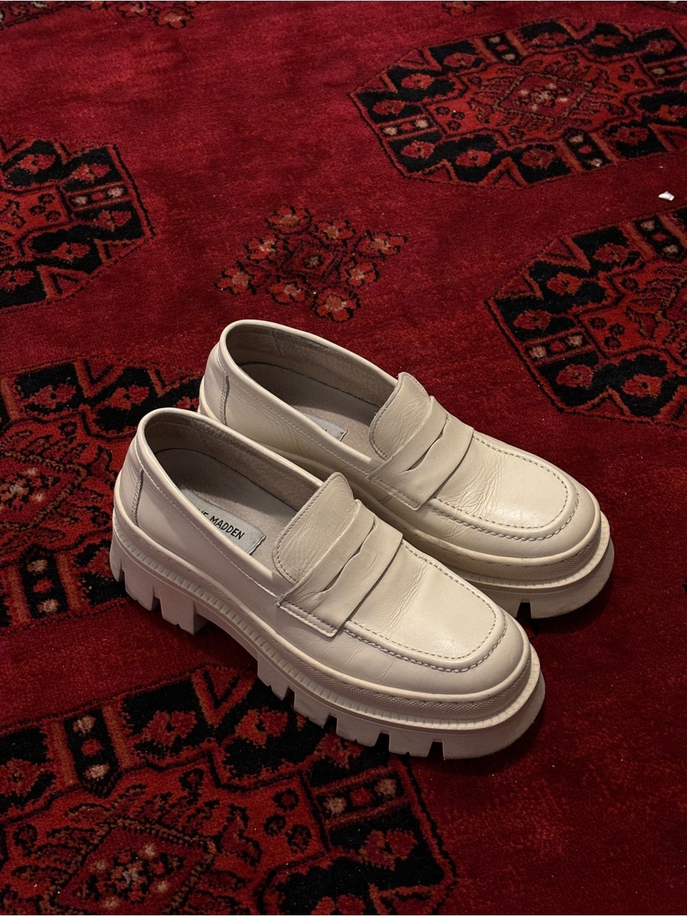 Steve Madden | Cream Chunky Lug-Sole Penny Loafers